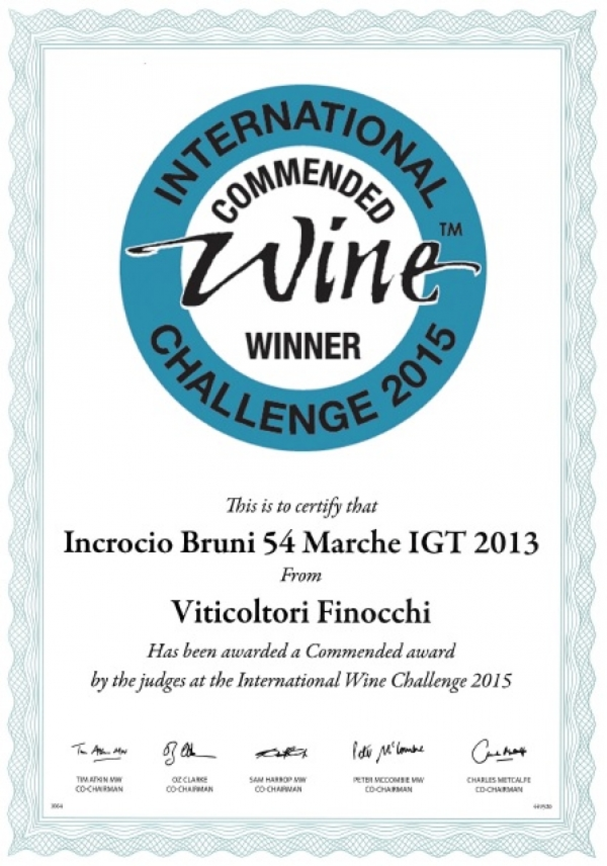 Commended all&#039;International Wine Challenge 2015